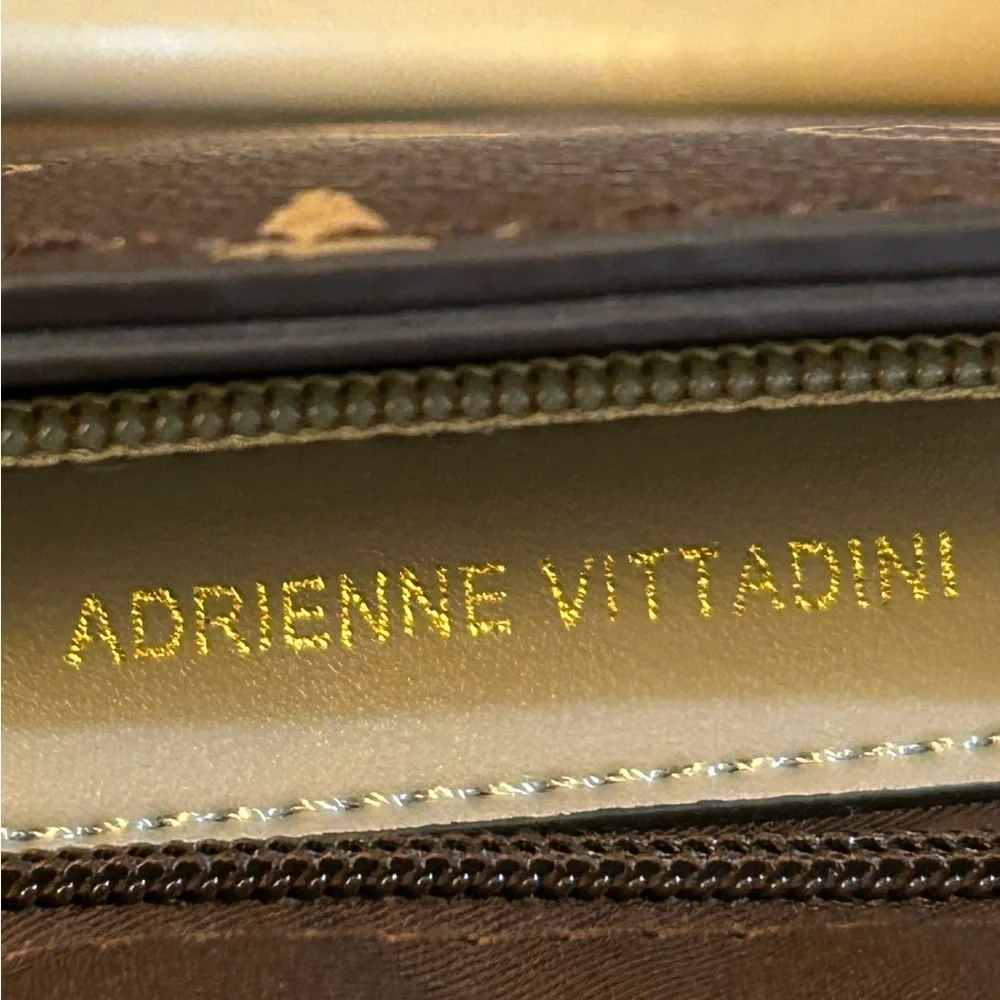 ADRIENNE VITTADINI Signature Collection Brown PU Leather Designer Tote Bag